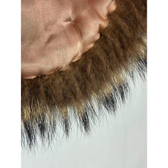 Real Fur Collar Scarf Wrap Shawl Stole Brown Coyote Genuine Winter Vintage - Picture 10 of 14